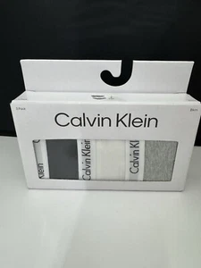 Calvin Klein Women's Cotton Stretch Bikini 3 Pack Grey White Black - Small - New - Picture 1 of 6