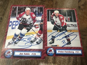 Peter Forsberg & Joe Sakic autographed Post Cards lot HOF Colorado Av - Picture 1 of 2