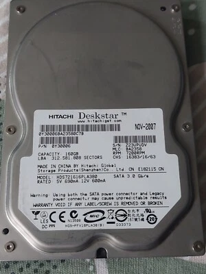 Hitachi Deskstar HDS721616PLA380 Internal SATA II Hard Drive 160GB 3,5” 7200RPM. - Image 1 of 4