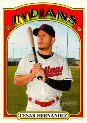 2021 Topps Heritage Red Cesar Hernandez Cleveland Indians #270 - Image 1 of 2
