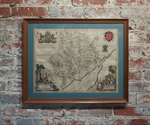 Johannes Blaeu-17th century Monmouthshire county Map 1663 - Picture 1 of 9