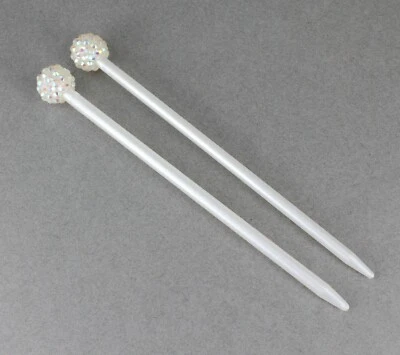 Bola de cristal blanco 2 palitos de pelo accesorio pica alfileres 5,25" largo plástico Foto 1 de 4