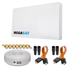 Megasat H30D2 LNB 2 TV Teilnehmer FLAT SAT Flachantenne Fensterdurchführung TOP