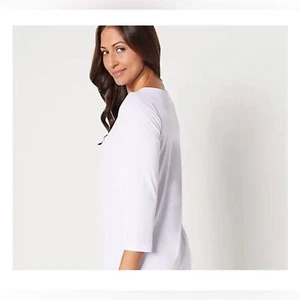 Susan Graver Modern Essentials Women's Regular Liquid Knit White Tunic Top Sz M - Picture 1 of 10