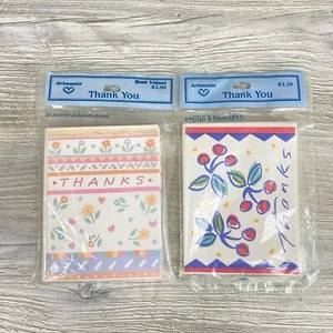 Lot of 2 Packs Vintage Hallmark Thank You Note Cards Envelopes Cherry Floral - Picture 1 of 5