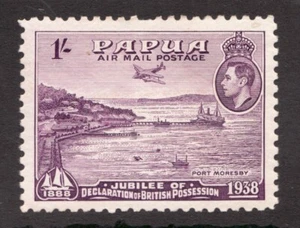 1938 Papua New Guinea Sc# C9 (airmail) - 1sh, KGVI, Port Moresby. MH Cv$17.50 - Picture 1 of 1