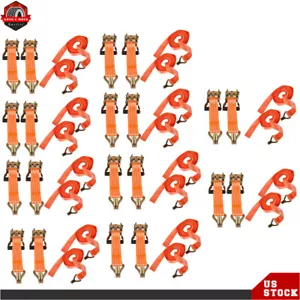 Paquete de 20 correas de amarre de trinquete de 1,5" × 15' ganchos en J de alta resistencia 4000 libras nuevas - Imagen 1 de 10