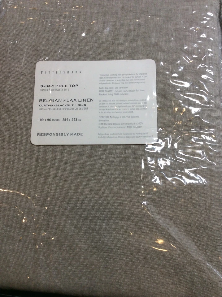 Cortina de bambú Pottery Barn One (1) lino belga apagón 100x96 Foto 1 de 1