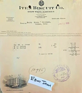 1926 Dallas Texas ITEN BISCUIT CO. SHOW WHITE BAKERIES OKLAHOMA CITY BUILDING - Picture 1 of 1