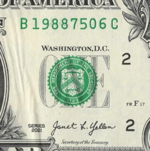 1988 Date Year Note Fancy Serial Number One Dollar Bill B19887506C FW - Picture 1 of 12