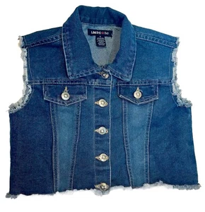 Limited Too Girls Crop Cutoff Style Jacket Sz 12 Blue Denim Rhinestone - EUC - Picture 1 of 3