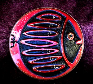 SMALL VINTAGE 1960'S DE PASSILLE - SYLVESTRE ENAMEL BOWL - QUEBEC  - Picture 1 of 4