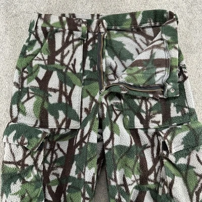 VTG Hunting Pants Men M Green Trebark Camo Cargo Pockets Fleece Outdoor USA 90s - Image 1 of 4