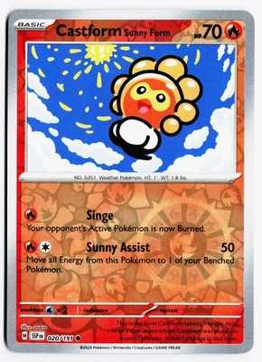 Castform Sunny Form 020/191 SV08: Surging Sparks Reverse Holo - Image 1 of 2