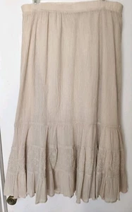 Denim & Co A-line Skirt Beige Color Elastic Waist Women's Size Large - Picture 1 of 4
