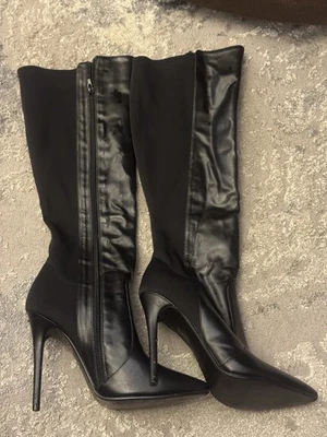 Black PVC leather  Knee High Boots Size 4 - Image 1 of 4