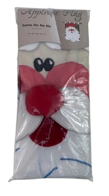 2007 Evergreen Appliqué Flag SANTA HO HO HO Winter Christmas 30"x44" - Image 1 of 4