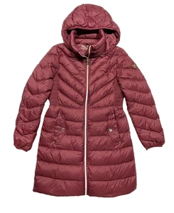 Abrigo acolchado Michael Kors relleno de plumón para mujer PS borgoña con capucha - Imagen 1 de 12
