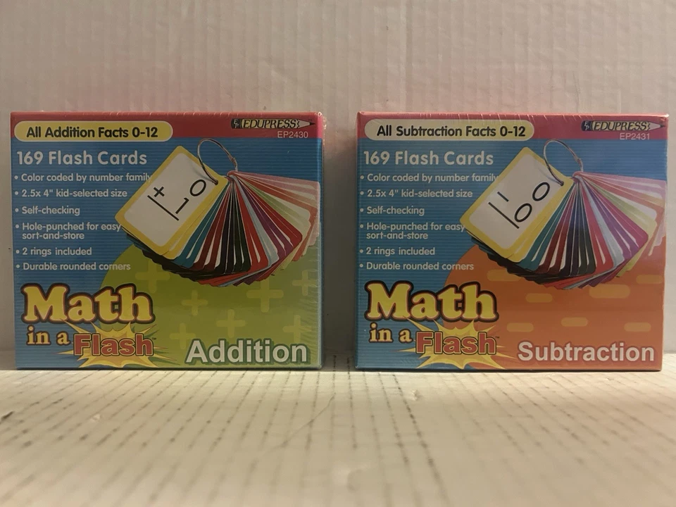 EDUPRESS 169 Flash Cards Math in a Flash Addition + Subtraction - Image 1 of 4