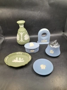 Lote de Trabajo Wedgwood Jasper Ware X6 Incluye Soporte Reloj Ronson Encendedor de Mesa - Imagen 1 de 18