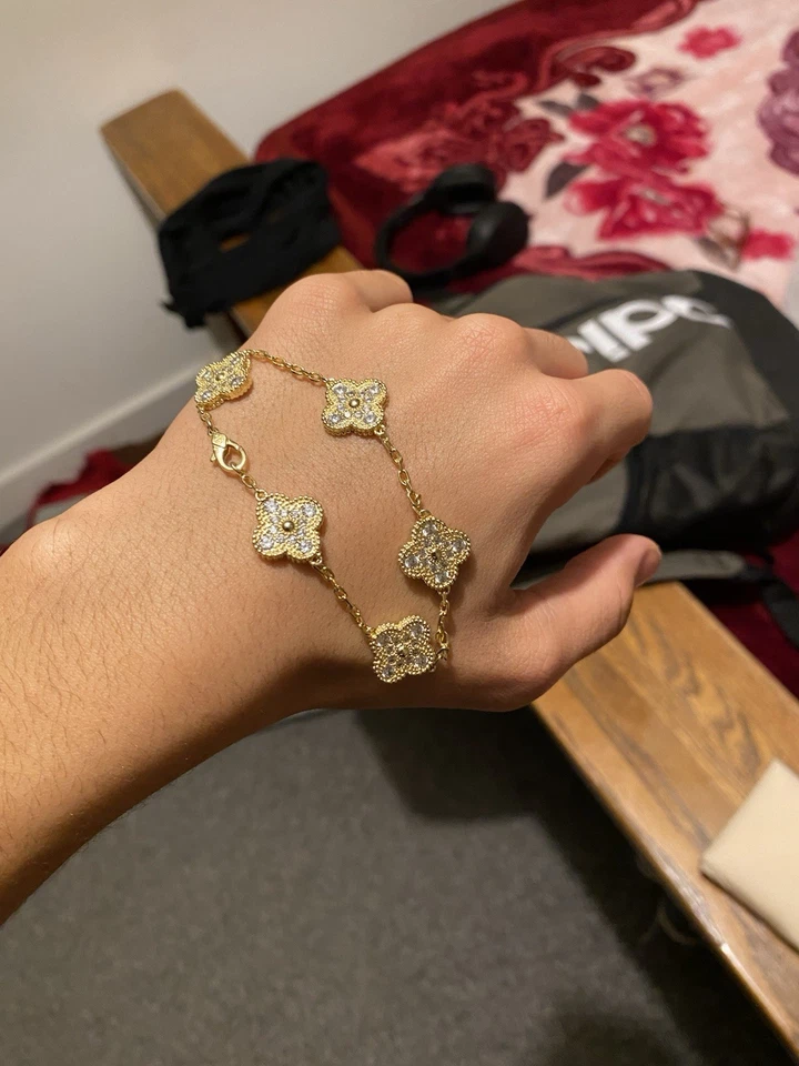 Gold Plated Moisanite Diamond Bracelet 925 Sterling Silver - Image 1 of 4