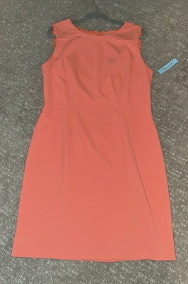 Antonio Melani Peach Dress 14 Career Sheath Sleeveless NWT! Bold Elegance Coral - Image 1 of 4
