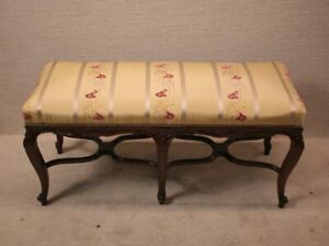 Louis XV French Walnut window bedroom Bench With New Upholstery