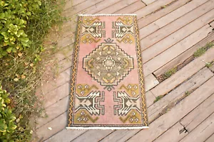 Alfombra turca anudada a mano tamaño 1x3 felpudo silla alfombra multicolor 52x97 cm - Imagen 1 de 6