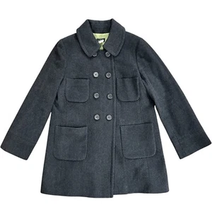 J CREW Wollmantel GR. 12 dunkelgrau Trench Peacoat zweireihig gefüttert Knöpfe - Bild 1 von 11