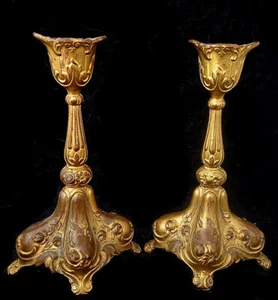 VINTAGE ANTIQUE JB JENNING ART NOUVEAU CANDLESTICKS PAIR - Picture 1 of 2