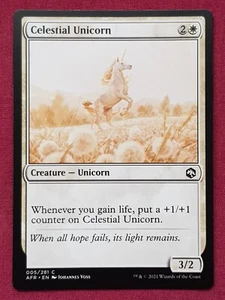 Magic The Gathering ADVENTURES IN FORGOTTEN REALMS CELESTIAL UNICORN card MTG - Picture 1 of 2