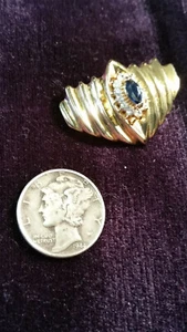 SS Pendant with .3ctw Sapphire and CZ bright and sparkling - Picture 1 of 2