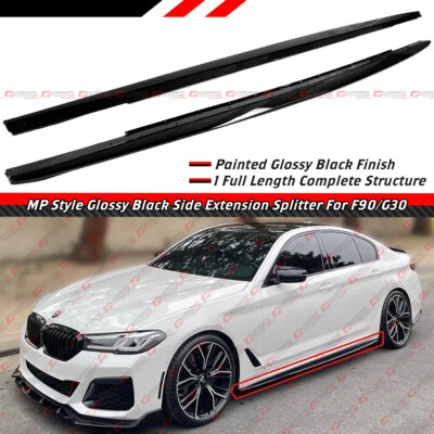 Extensión de faldón lateral negro brillante estilo BMW F90 M5 G30 530i 540i MP 2017-2023 Foto 1 de 4