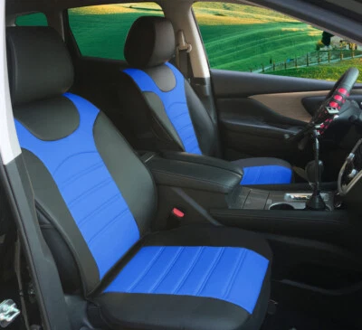 Fundas de cojín de asiento de cuero sintético azul compatibles para vehículos Jaguar Foto 1 de 3