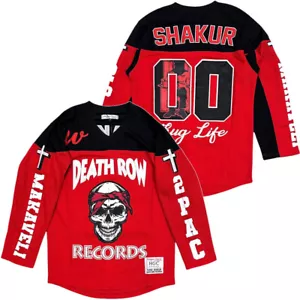 Death Row Records Men's Headgear Classics Tupac Shakur Embroidered Hockey Jersey - Picture 1 of 8