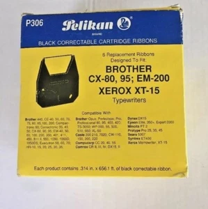 PAQUETE DE 6 CINTAS DE CARTUCHO CORREGIBLES NEGRAS PELIKAN P306 PARA MÁQUINAS DE ESCRIBIR - Imagen 1 de 7