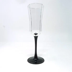 Octime Flute Domino Signature Black Flared Stem Luminarc Cristal D'Arque Duran - Picture 1 of 5