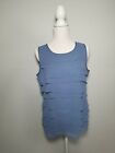 White House Black Market Sleeveless Tiered Blue Blouse Top Womens Size 8