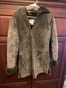St. John's Bay Vintage Washable Suede Hooded Coat Small - Picture 1 of 5