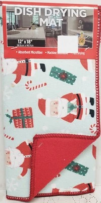 BRODER HOME DESIGN Microfiber Dish Drying Mat,12"x18" CHRISTMAS,WINTER,SANTA,CANDY CANES &GIFTS,BHD