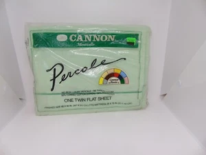 Vintage Cannon Percale Twin Sheet Mint Green Flat NIP - Picture 1 of 5