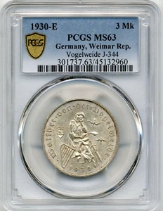 1930-E 3 Reichsmark Germany - Weimar Rep. Vogelweide - PCGS MS63 - Picture 1 of 3