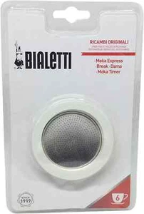 Bialetti Moka Express 6 Cup Replacement Filter and 3 Gaskets , White - Picture 1 of 5