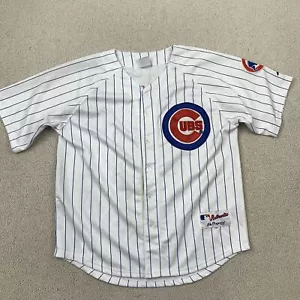 Majestic Chicago Cubs Jersey Men's XL White Blue Pinstripe Zambrano - Picture 1 of 10