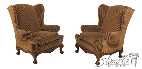 L59200EC: Pair HANCOCK & MOORE Ball & Claw Upholstered Club Chairs Cover