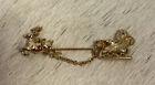 Vintage Avon Christmas Stick Pin Brooch Santa Sleigh Reindeer Gold Tone Metal