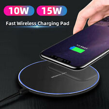 LED Qi Wireless Charger Fast Charge Pad For iPhone XS Max X XR 12 11 Pro Samsung