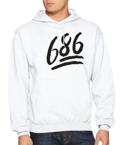 Neu mit Etikett 686 Emoji HERRENPULLOVER HOODIE $ 60 L weiß/schwarz Baumwolle  - Bild 1 von 1