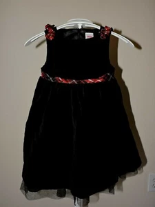 Gymboree Christmas Dress Holiday Classics Black Velvet Red Plaid Tulle 18-24M - Picture 1 of 6