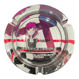 Black Black Friday Anime Round Glass Ashtray - Picture 1 of 3